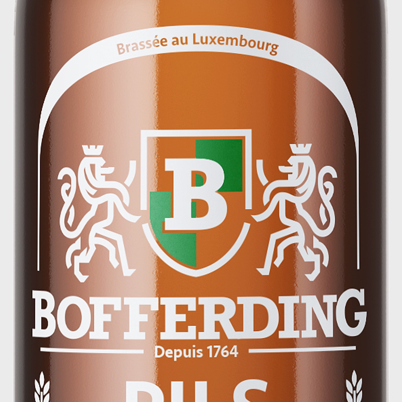 Bofferding beer bottle concept design closeup logo