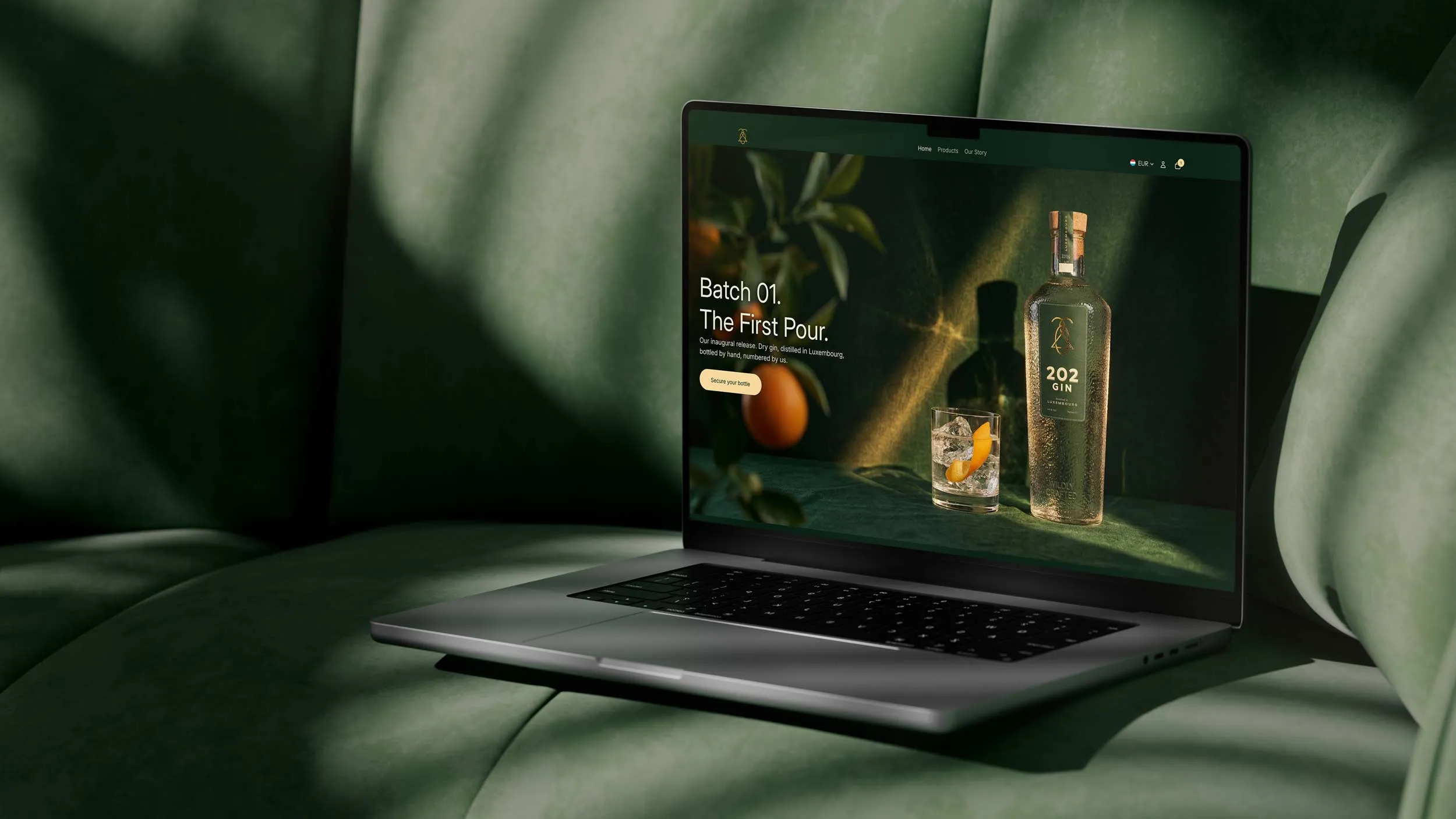202 Dry GIN website design and creation for Luxembourg-based gin brand