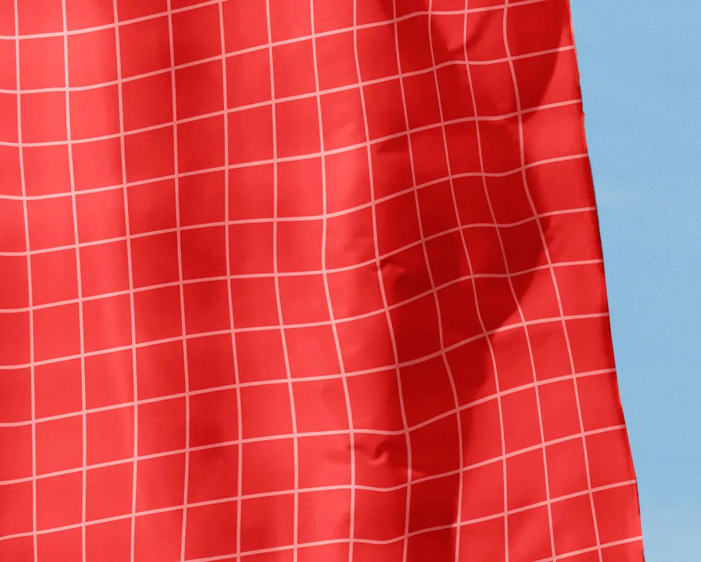Close-up detail of vertical flag mockup