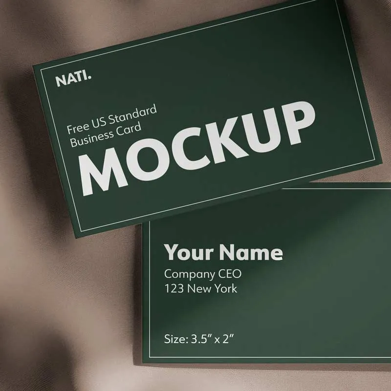 Close-up of double-sided business card mockup