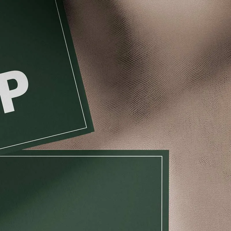 Close-up of the back of the double-sided business card mockup