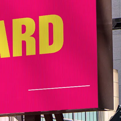Close-up of NYC billboard mockup with design