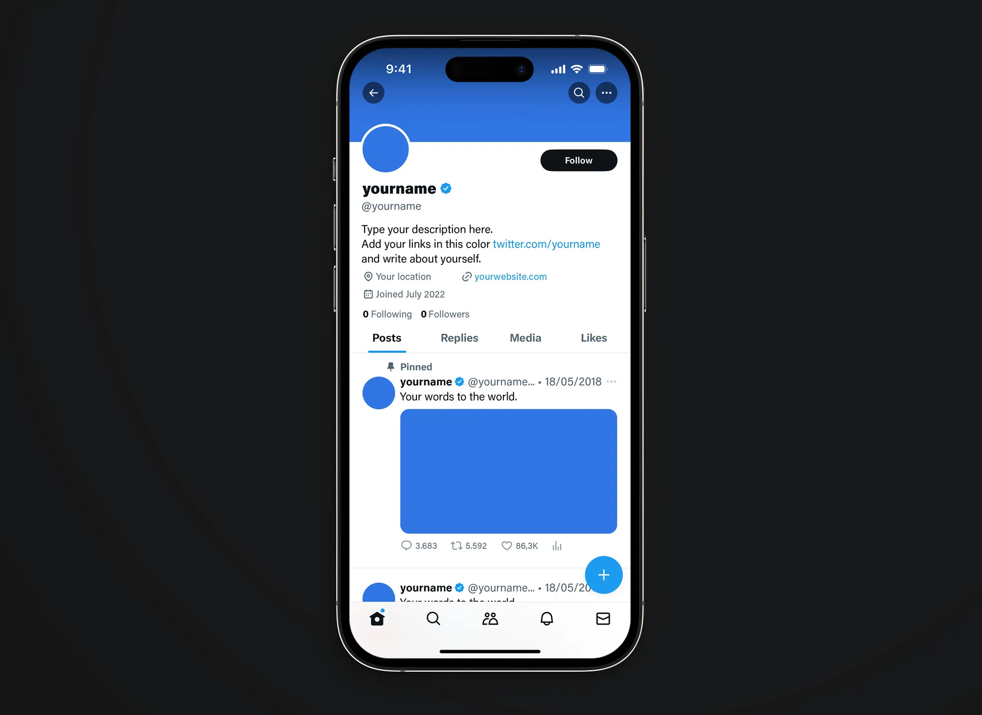 Twitter X iPhone 15 mockup with custom branding applied