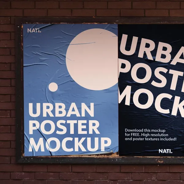 Close-up of urban poster wall mockup showing texture detail
