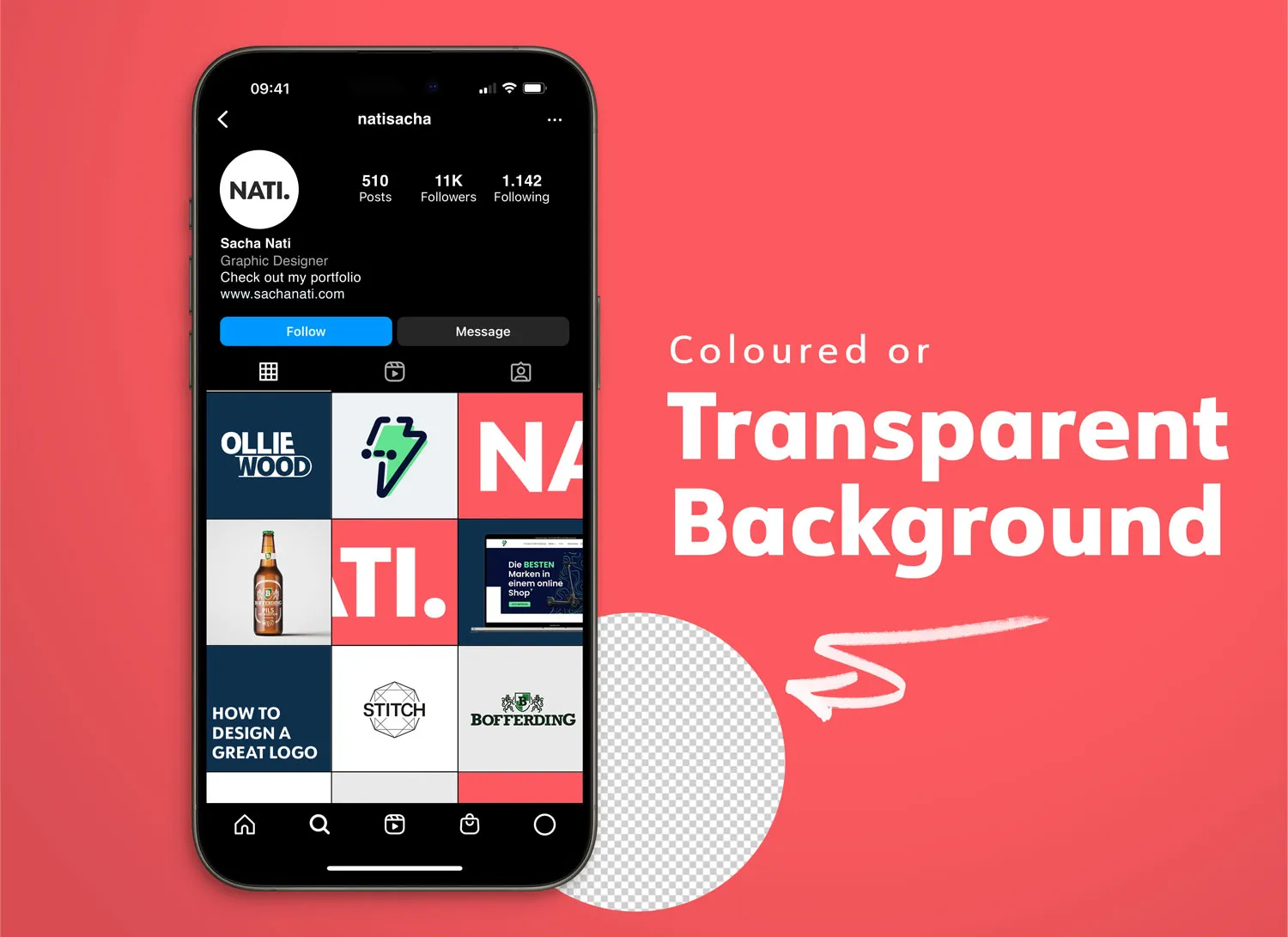 Instagram iPhone 15 mockup on transparent background