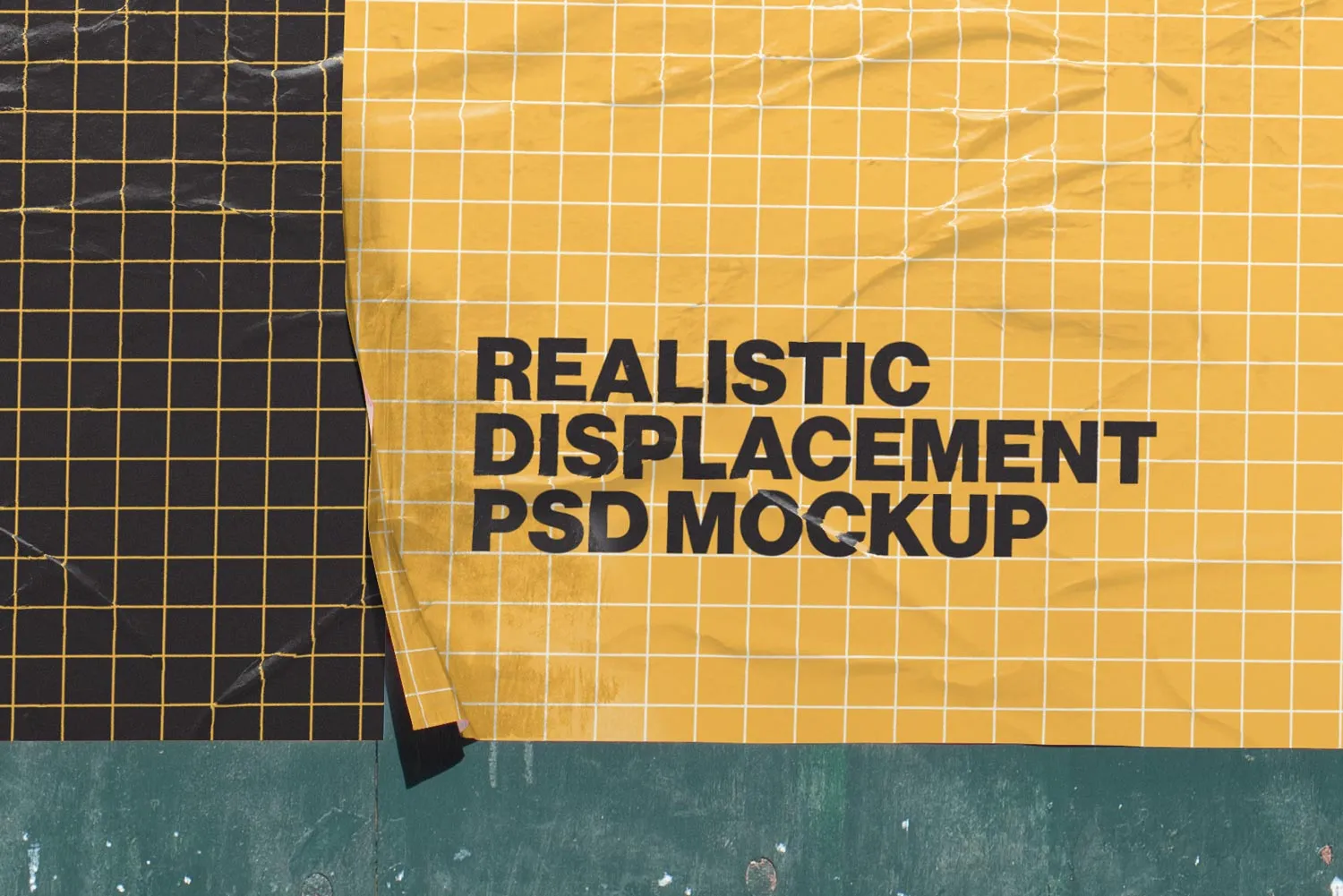 Urban poster mockup close-up showing displacement texture