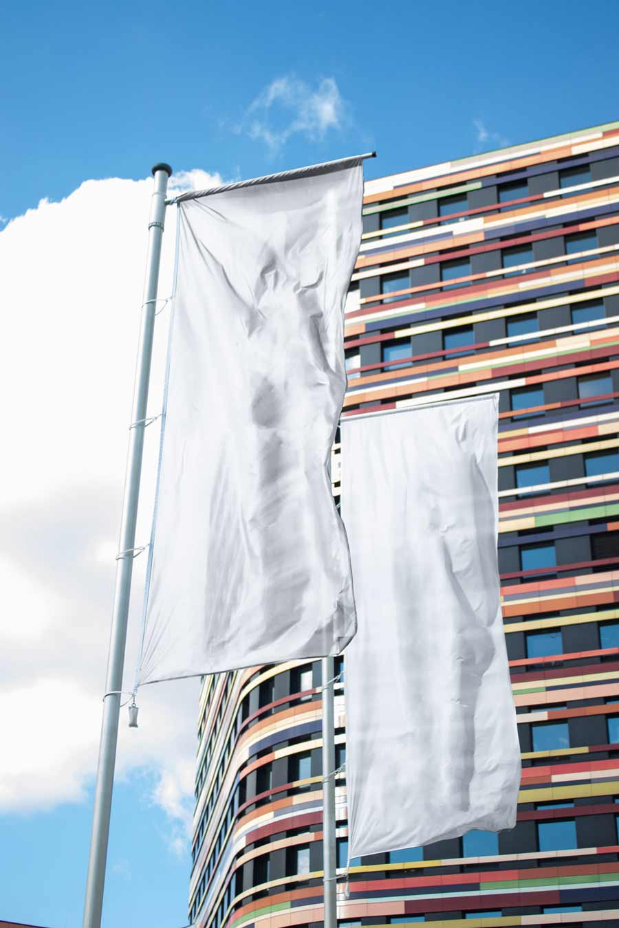 Free realistic vertical Flag Banner Mockup | Sacha Nati