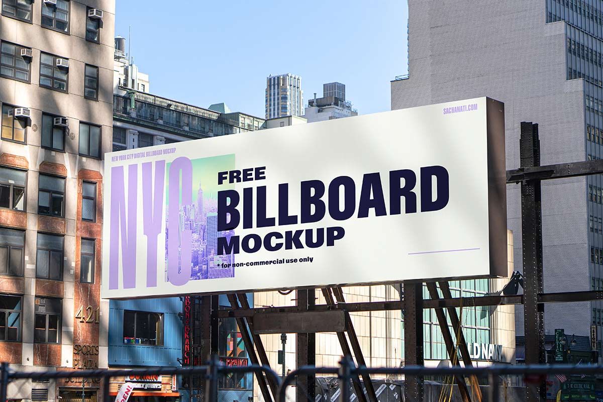 psd mockup of a wide billboard advertisement in manhattan new york city